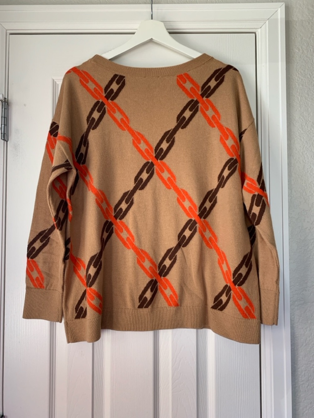 Talbots Sweater | Jacquard Chain Print | Soft Knit | Timeless Chic